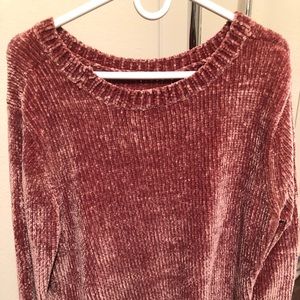 2 Orvis Ladies Chenille Sweaters, Large, Blue;Pink